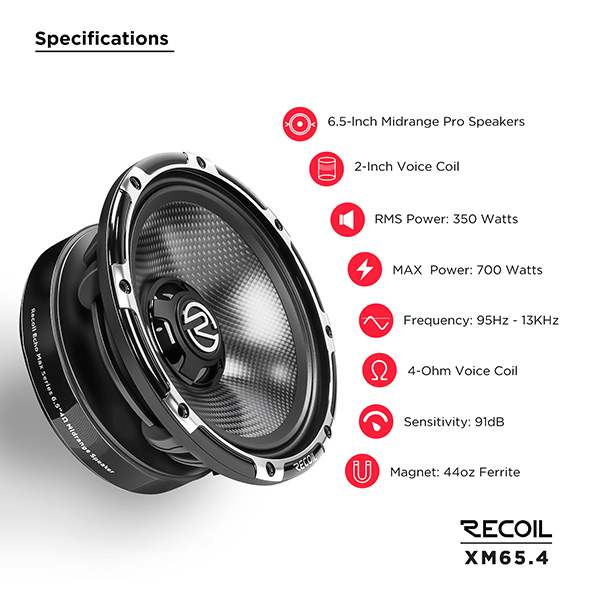 Recoil Audio XM65.4 Среднечастотник (среднечастотный динамик) - цена, описание и отзывы - фото