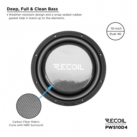 Recoil Audio PWS10D4 Сабвуферный динамик - цена, описание и отзывы - фото