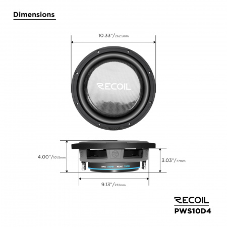 Recoil Audio PWS10D4 Сабвуферный динамик - цена, описание и отзывы - фото