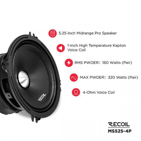 Recoil Audio MS525-4P Среднечастотник (среднечастотный динамик) - цена, описание и отзывы - фото