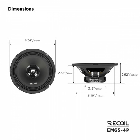 Recoil Audio RM65-4P Среднечастотник (среднечастотный динамик) - цена, описание и отзывы - фото
