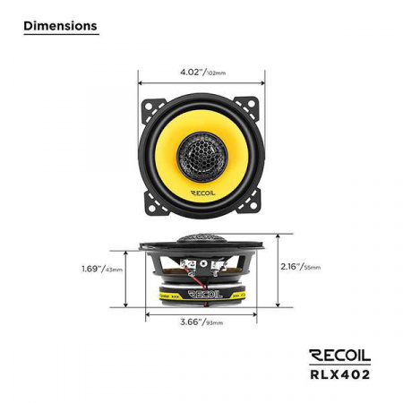 Recoil Audio RLX402 Коаксиальная автомобильная акустика - цена, описание и отзывы - фото