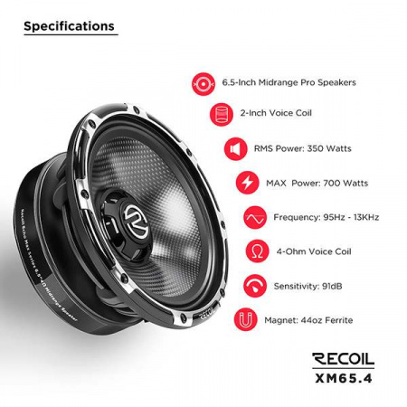 Recoil Audio XM65.4 Среднечастотник (среднечастотный динамик) - цена, описание и отзывы - фото